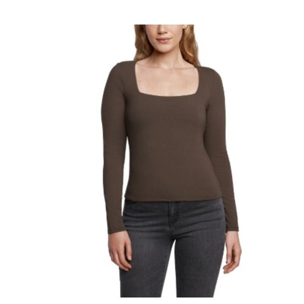 Express Women's Square Neck Top Brown Size M